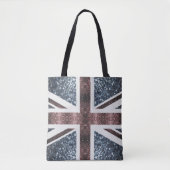 Rustige Britse vlag rode blauwe sparkles Tote Bag (Voorkant)