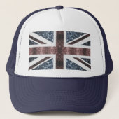 Rustige Britse vlag rode blauwe sparkles Trucker Pet (Voorkant)