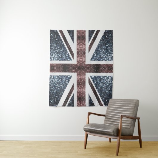 Rustige Britse vlag rode blauwe sparkles Wandkleed (In situ)