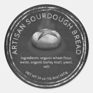 Rustige broodbakker met ingrediënten ronde sticker