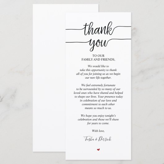 Rustige bruiloft Bedankt dat je een vaste kaart he (Voorkant / Achterkant)