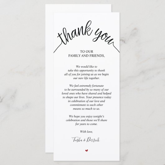 Rustige bruiloft Bedankt dat je een vaste kaart he (Voorkant / Achterkant)