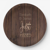 Rustige bruiloft Dark Brown Wood Country Style Papieren Bordje (Voorkant)