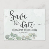 Rustige bruiloft Eucalyptus Green BEWAART DE DATUM Briefkaart (Voorkant)