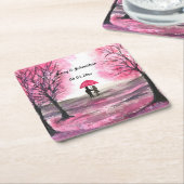 Rustige bruiloft-liefdespaar kerry-bloesems kartonnen onderzetters (Schuin)