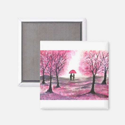 Rustige bruiloft-liefdespaar kerry-bloesems magneet (Voorkant / Achterkant)