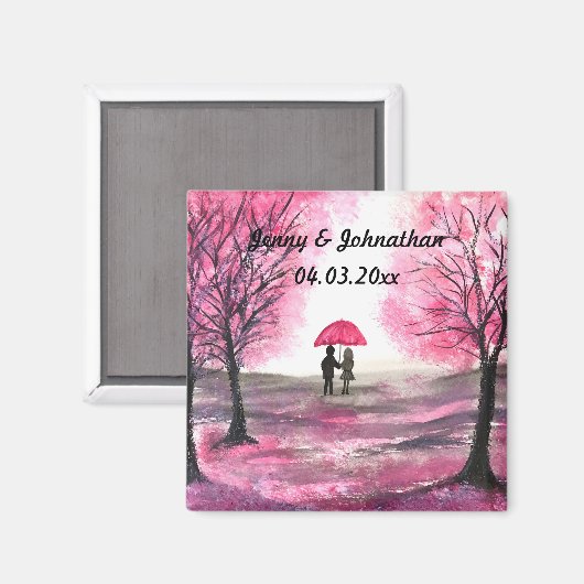 Rustige bruiloft-liefdespaar kerry-bloesems magneet (Voorkant / Achterkant)