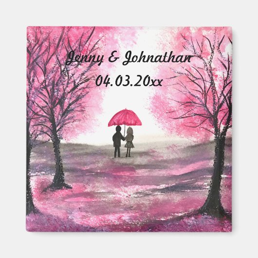 Rustige bruiloft-liefdespaar kerry-bloesems magneet (Voorkant)