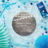 Rustige bruiloft met hout en taarlampen papieren bordje (Feest)