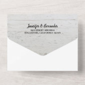 Rustige bruiloft met houtophopland all in one uitnodiging (Achterkant)