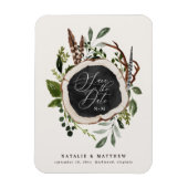 Rustige bruiloft met houtslijm, behalve de datum magneet (Verticaal)