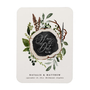 Rustige bruiloft met houtslijm, behalve de datum magneet