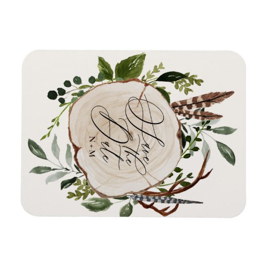 Rustige bruiloft met houtslijm, behalve de datum magneet (Horizontaal)