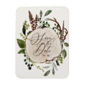 Rustige bruiloft met houtslijm, behalve de datum magneet (Verticaal)