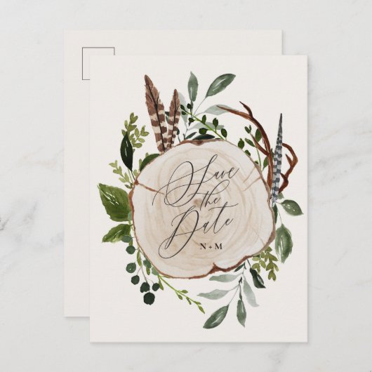 Rustige bruiloft met houtslijm, met uitzondering v aankondigingskaart (Voorkant / Achterkant)