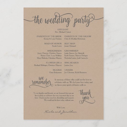 Rustige bruiloft met kaart voor 5x7 kalligrafie (Achterkant)