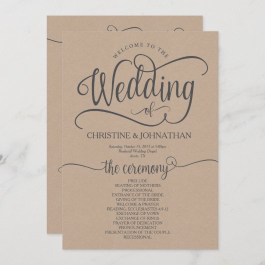 Rustige bruiloft met kaart voor 5x7 kalligrafie (Voorkant / Achterkant)