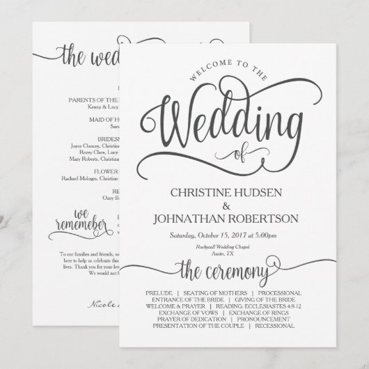 Rustige bruiloft met kaart voor kalligrafie v3 (Voorkant / Achterkant)