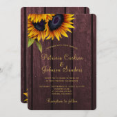 Rustige bruiloft met zonnebloem kaart (Voorkant / Achterkant)