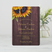 Rustige bruiloft met zonnebloem kaart (Staand voorkant)