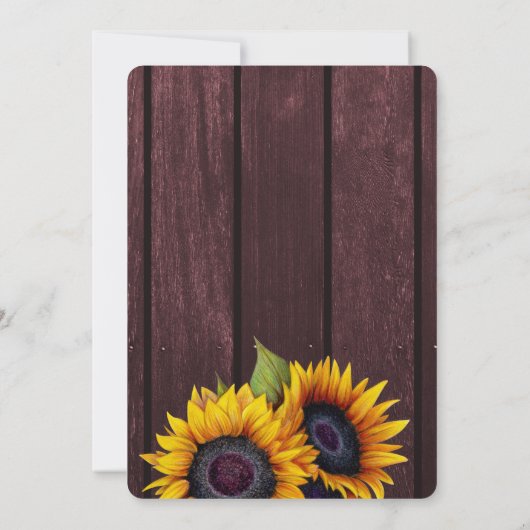 Rustige bruiloft met zonnebloem kaart (Achterkant)