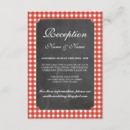 Rustige bruiloft Opvangkaarten Rode Check Chalk Informatiekaartje