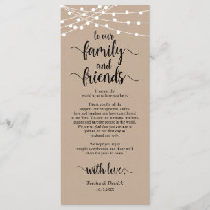 Rustige bruiloft Plaats instelling Hartelijk dank Programmakaart