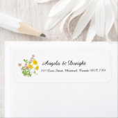 Rustige bruiloft, wilde bloembouquet etiket (Insitu)