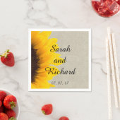 Rustige bruiloft zonnebloempitten servet (Insitu)