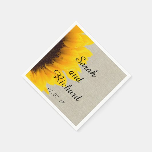 Rustige bruiloft zonnebloempitten servet (Hoek)