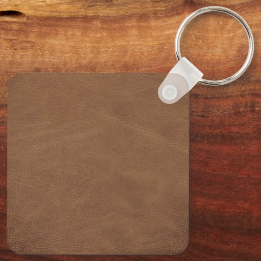 Rustige bruin kunstleder - op maat - monogram - na sleutelhanger (Achterkant)