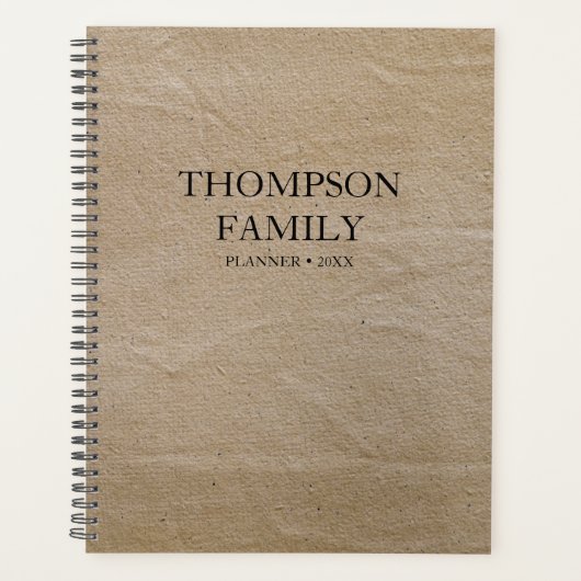Rustige bruin  papierminimalistische familie planner (Voorkant)
