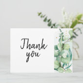 Rustige bruinachtige eucalyptusbruiloft bedankt kaart (Staand voorkant)