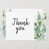 Rustige bruinachtige eucalyptusbruiloft bedankt kaart (Voorkant / Achterkant)