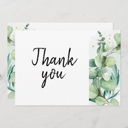 Rustige bruinachtige eucalyptusbruiloft bedankt kaart (Voorkant / Achterkant)