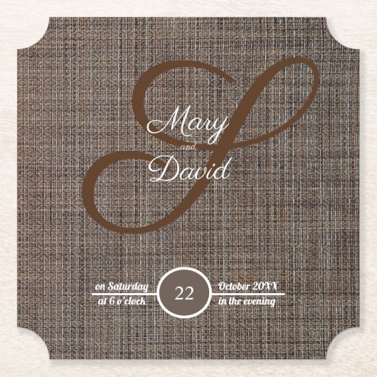 Rustige bruine achtergrond Bruiloft papier coaster Kartonnen Onderzetters (Voorkant)