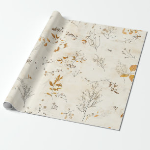 Rustige bruine bladeren Herfstloof op Crème Cadeaupapier