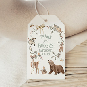Rustige bruine bos baby shower cadeaulabel