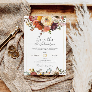 Rustige bruine bruine olievlek Bohemian Fall Weddi Kaart