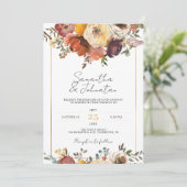 Rustige bruine bruine olievlek Bohemian Fall Weddi Kaart (Staand voorkant)