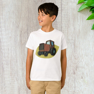 Rustige bruine cartoon-tractor boerderij voertuig t-shirt