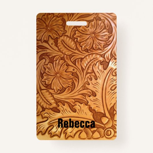 Rustige bruine cowboy mode western leder badge (Voorkant)