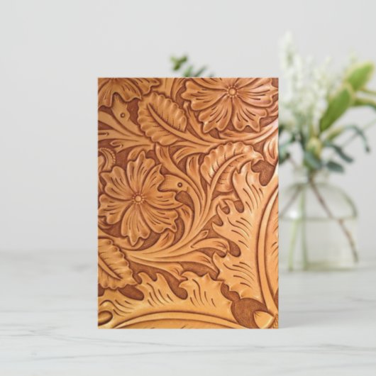 Rustige bruine cowboy mode western leder bedankkaart (Staand voorkant)