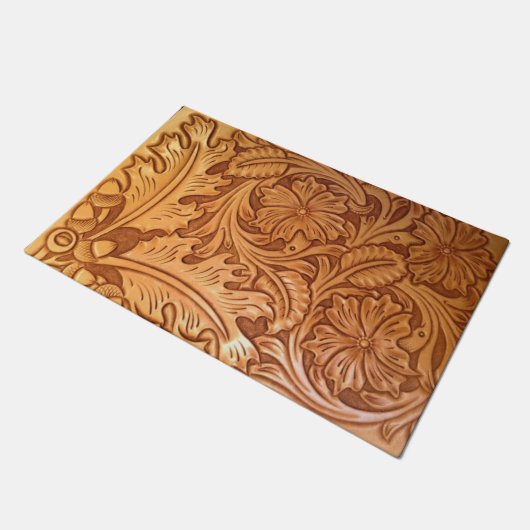 Rustige bruine cowboy mode western leder deurmat (Schuin)