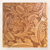 Rustige bruine cowboy mode western leder glazen onderzetter (Voorkant)