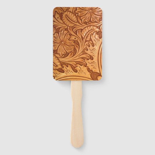 Rustige bruine cowboy mode western leder handwaaier (Achterkant)