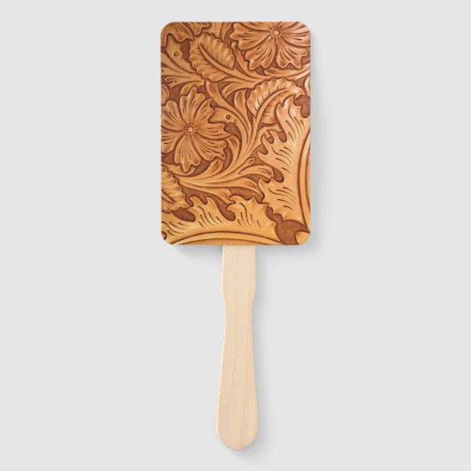 Rustige bruine cowboy mode western leder handwaaier (Voorkant)