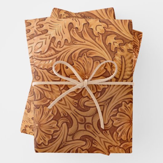 Rustige bruine cowboy mode western leder inpakpapier vel (In situ)