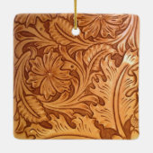 Rustige bruine cowboy mode western leder keramisch ornament (Achterkant)