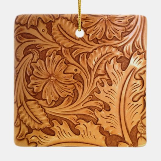 Rustige bruine cowboy mode western leder keramisch ornament (Achterkant)